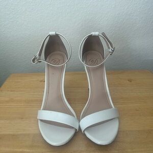 Elegant White Ankle Strap Heels